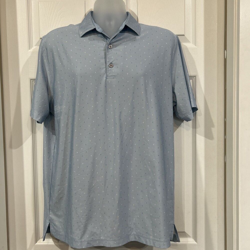 Hickey Freeman  Men's M Polo Shirt  Golf Stretch Performance Blue Pinstripe